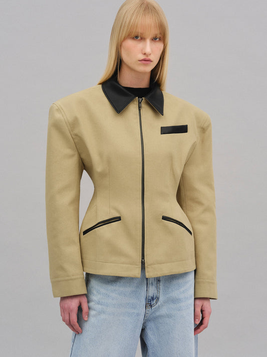 Hourglass Canvas Work Jacket, Beige
