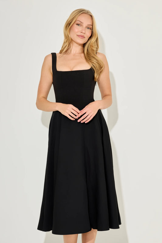 Cortez Moretti High Waist Square Neck Midi Dress
