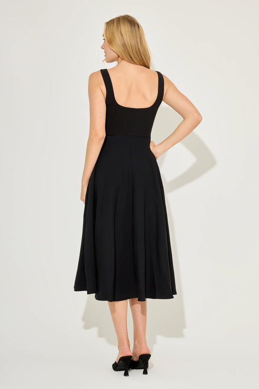 Cortez Moretti High Waist Square Neck Midi Dress
